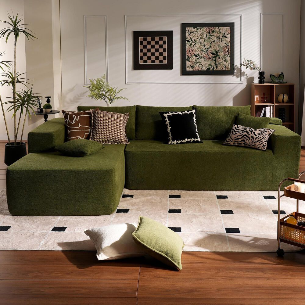 Noviland HOMLUX 2-Piece Mod Sectional with LAF Chaise in Green, , large