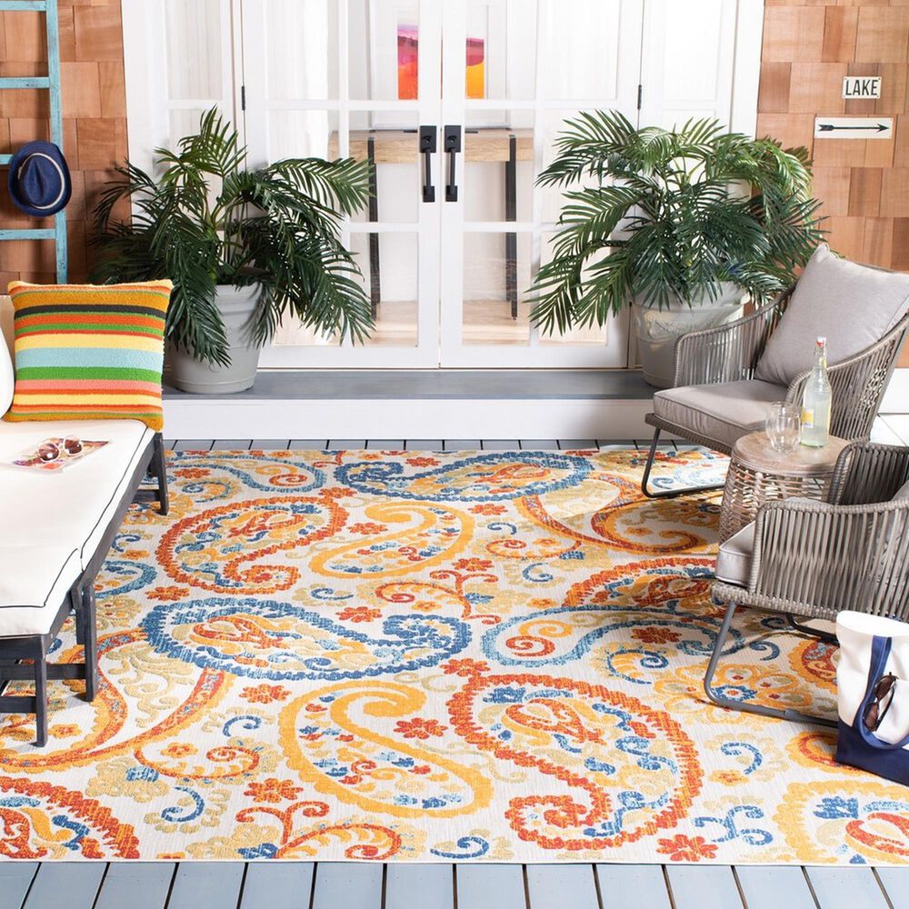 Safavieh Cabana 8&#39; x 10&#39; Cream and Navy Indoor/Outdoor Area Performance Rug, , large