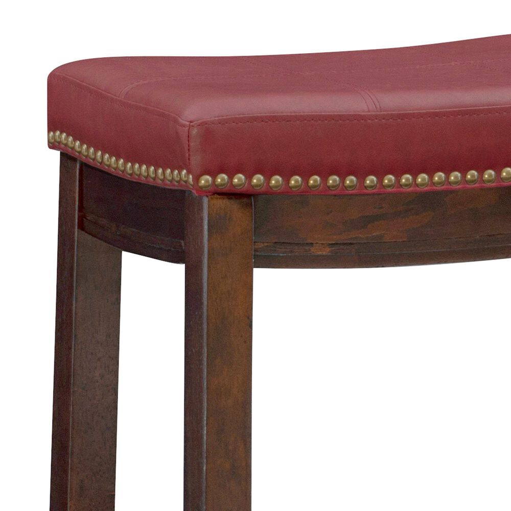 Linon Home Decor Claridge Counter Stool with Red Cushion in Dark Brown, , large