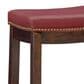 Linon Home Decor Claridge Counter Stool with Red Cushion in Dark Brown, , large