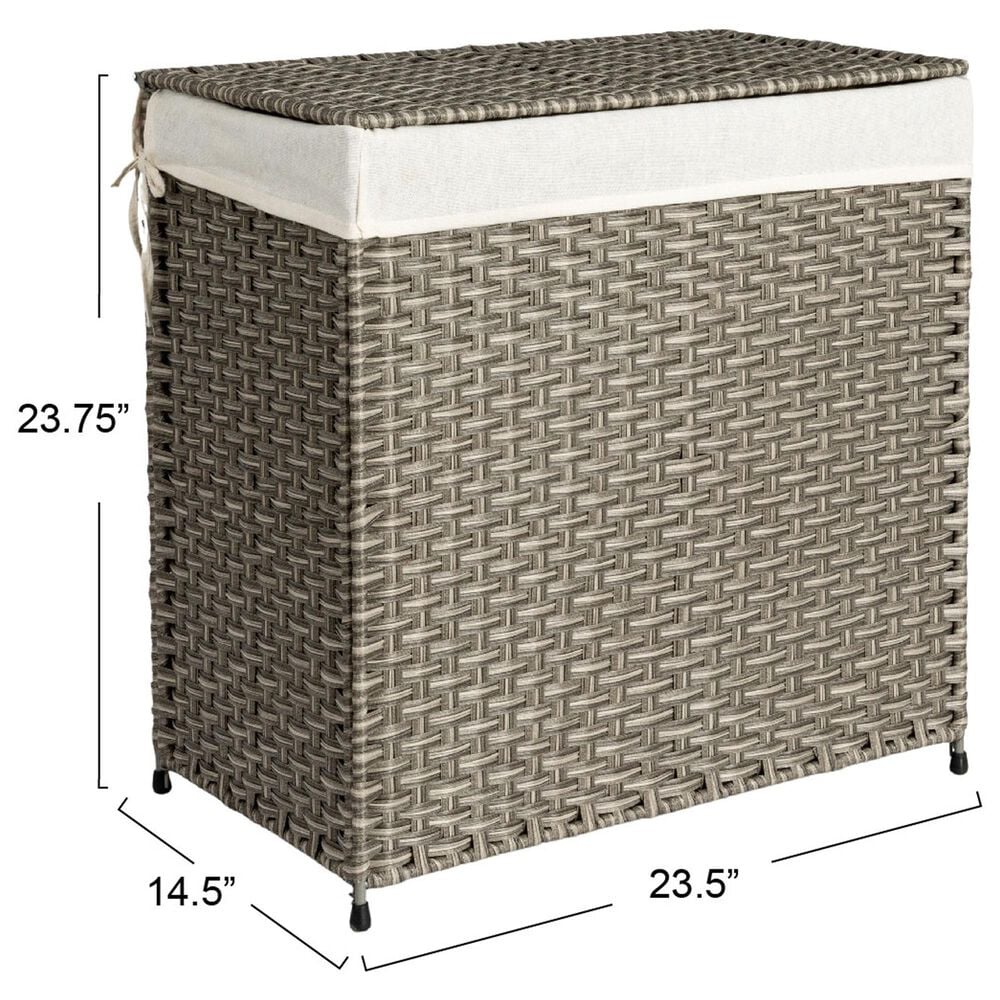 Household Essentials Handwoven Laundry Hamper with Lid and Removable Liner Bag in Gray, , large
