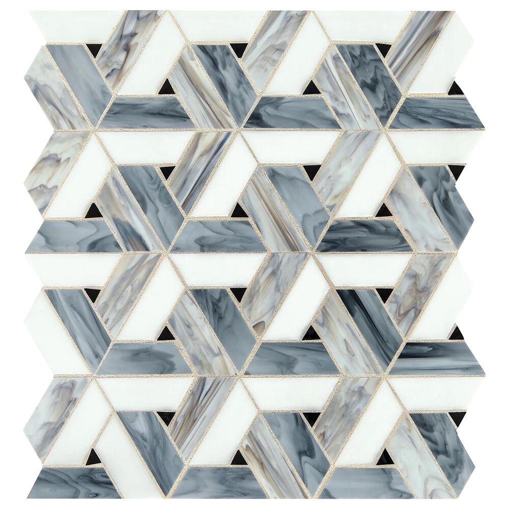 Dal-Tile Vivify Spectra Blue 13" x 15" Trapezoid Glass Mosaic Sheet, , large