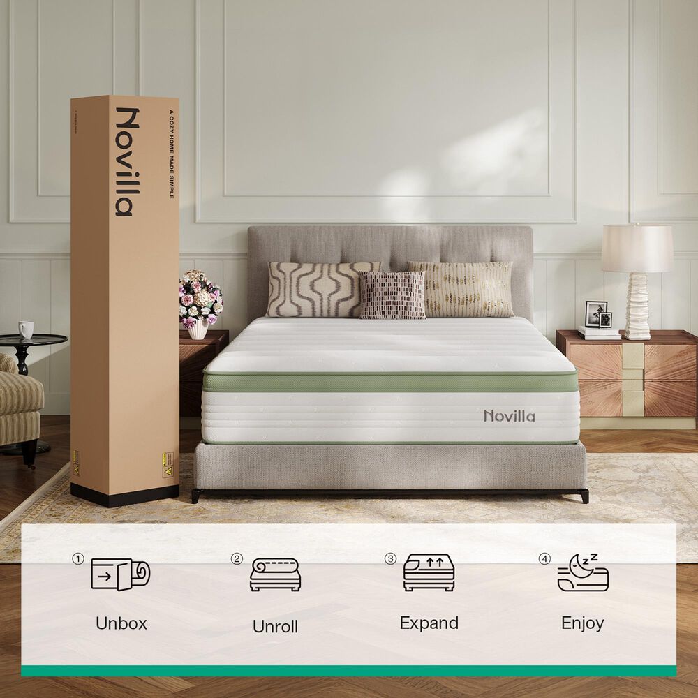 Novilla Grove 12" Medium Hybrid Queen Mattress in a Box, , large
