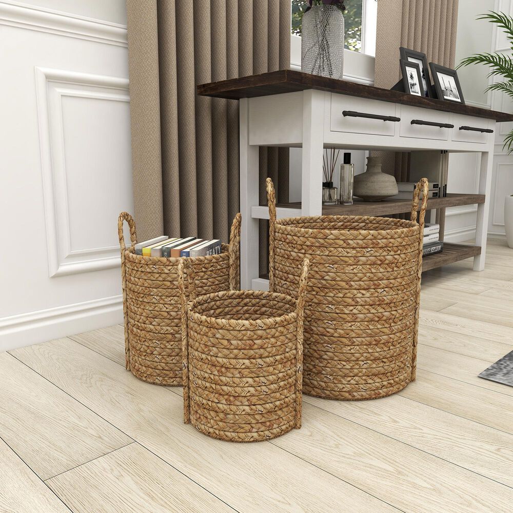 Maple and Jade Dried Coastal Storage Basket in Brown &#40;Set of 3&#41;, , large