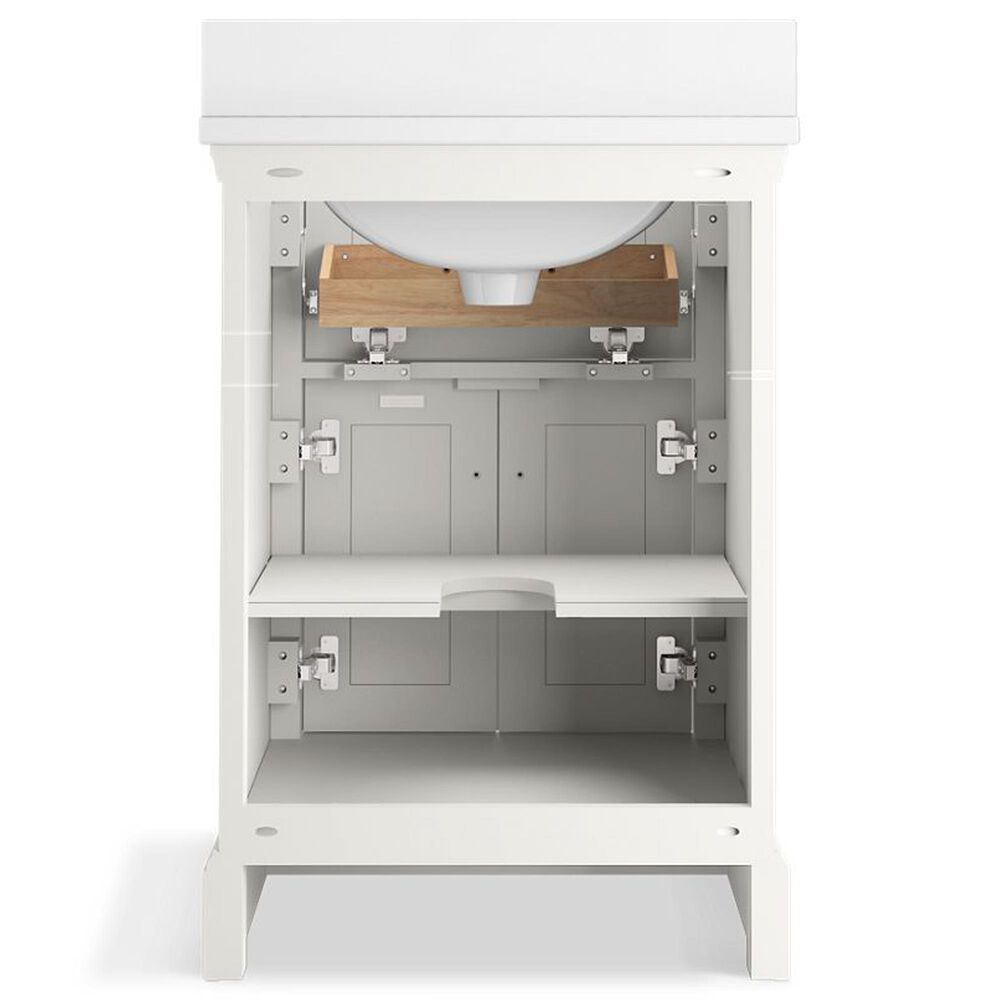 Kohler Charlemont 24&quot; Single Bathroom Vanity in White with 3 cm White Quartz Top and Rectangular Sink, , large