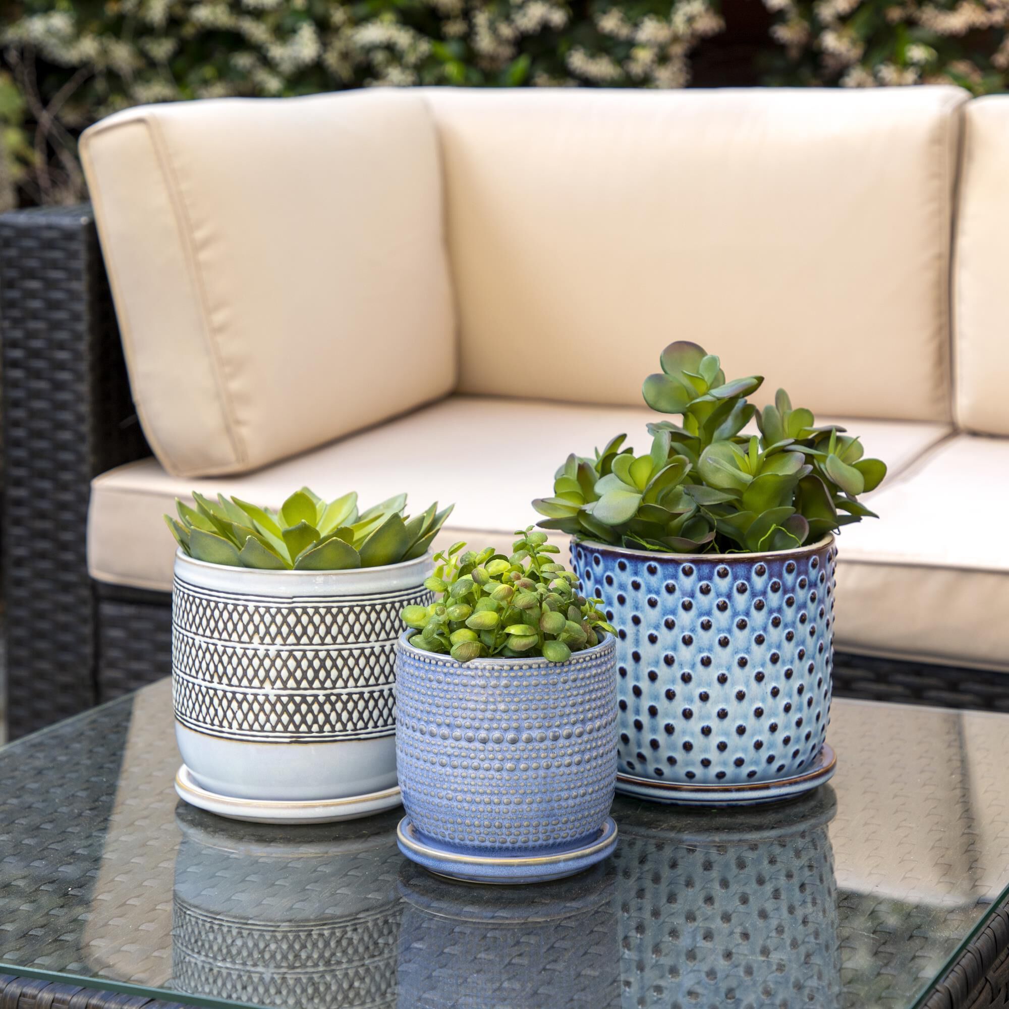 Textured Blue Ceramic planter Sagebrook Home