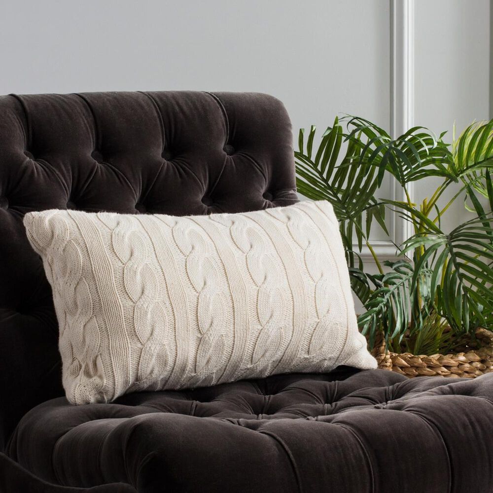 Safavieh Sweater Knit 12"x20" Pillow in Natural, , large