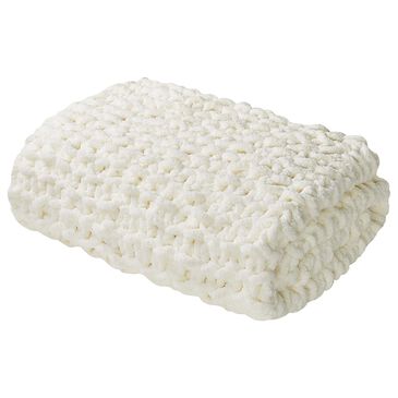 Hampton Park Chenille Chunky Knit Throw in Ivory, , large