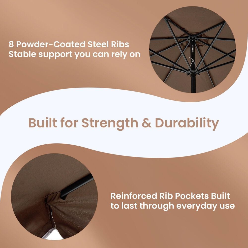 HOMLUX 10' Patio Umbrella in Dark Brown, , large