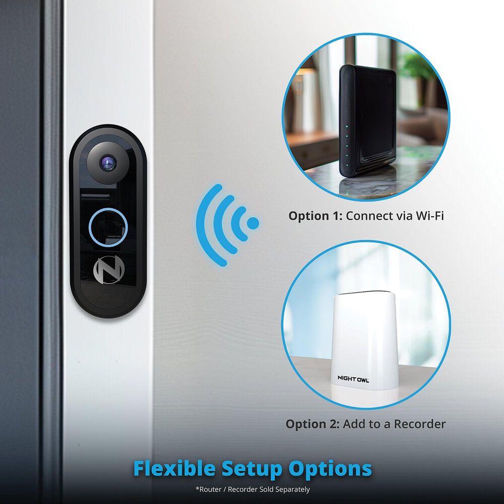 Night Owl 1080p Video Doorbell - Wired - Black, , large