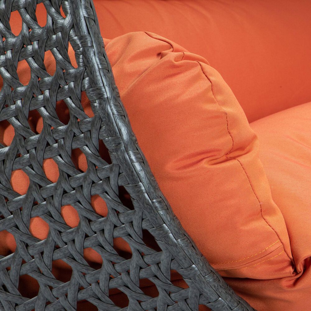 Leisuremod Patio 2-Seat Hanging Egg Swing Chair with Orange Cushion in Charcoal, , large