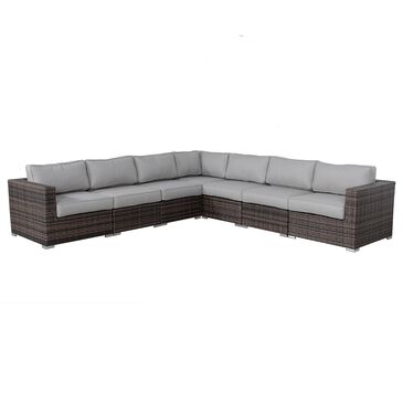 Living Source International 7-Piece Patio Sectional Set with Gray Cushion in Brown, , large
