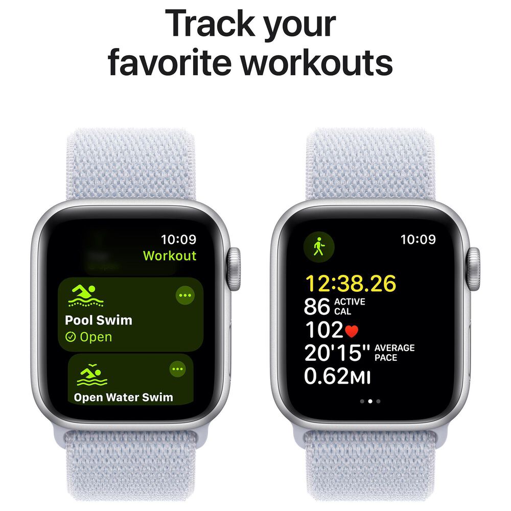Apple Watch SE GPS + Cellular 40mm Silver Aluminum Case with Blue Cloud Sport Loop, , large