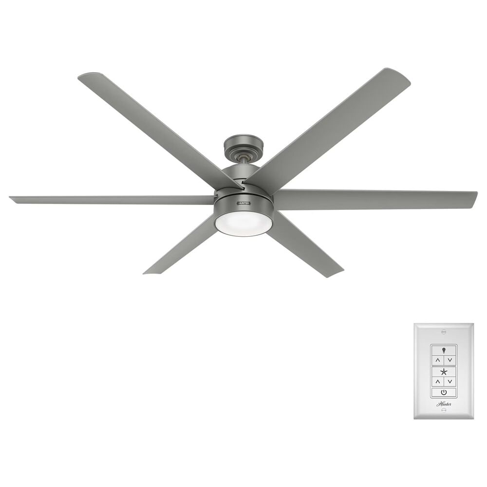 Hunter Solaria 72&quot; Outdoor Ceiling Fan with LED Light in Matte Silver, , large