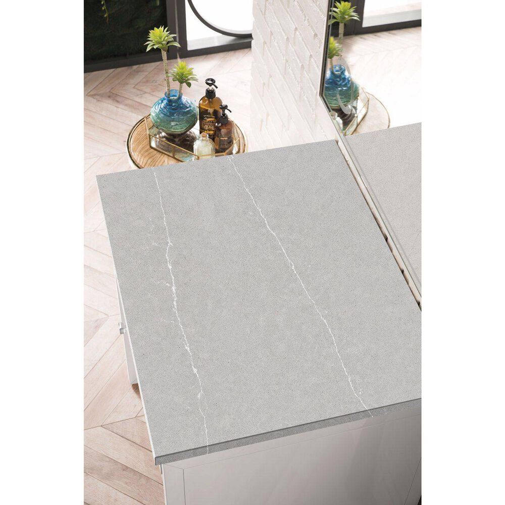 James Martin Vanities Athens 30" Makeup Counter in Glossy White with 3 cm Eternal Serena Quartz Top, , large