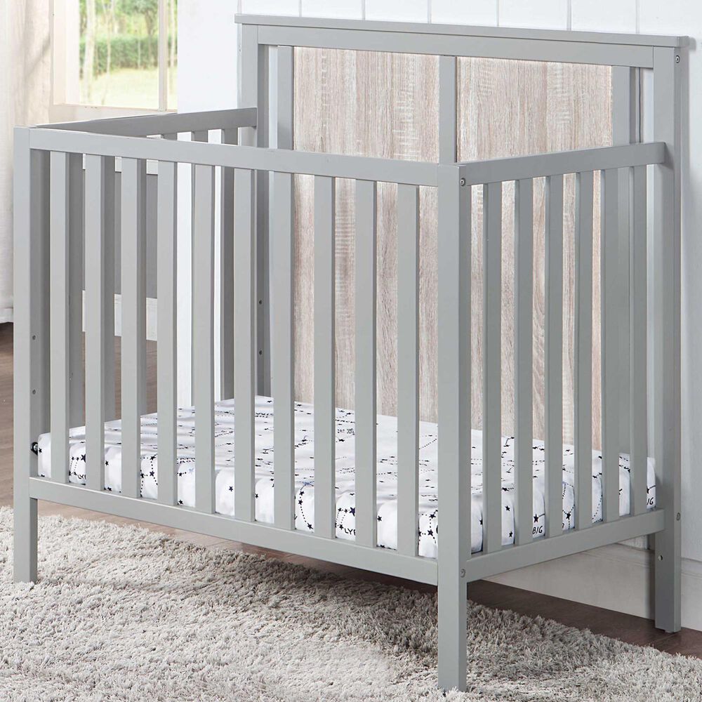 Hearth and Haven Connelly Mini Crib with Mattress Pad in Gray and Rockport Gray, , large