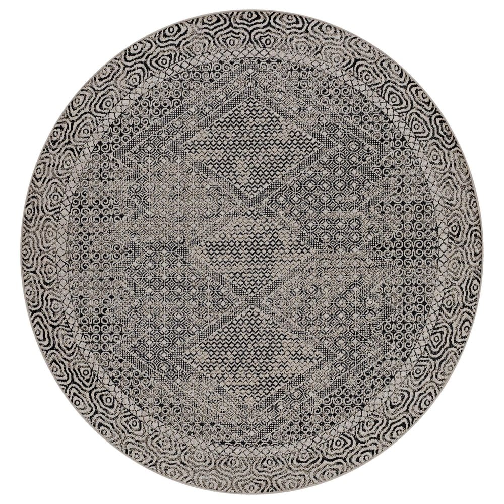 Surya Lavadora LVR2341 6"7" Round Black, Gray and Light Gray Area Rug, , large