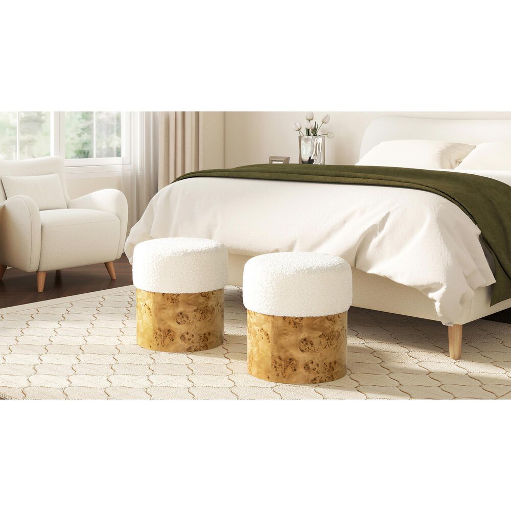 Jennifer Taylor Home Nebula Upholstered Ottoman in Ivory White, , large