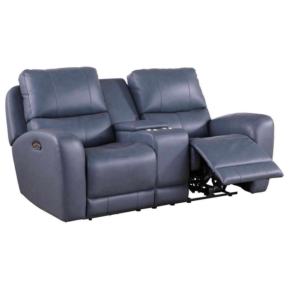Italiano Furniture Cambria Power Reclining Console Loveseat with Power Headrests in Blue, , large