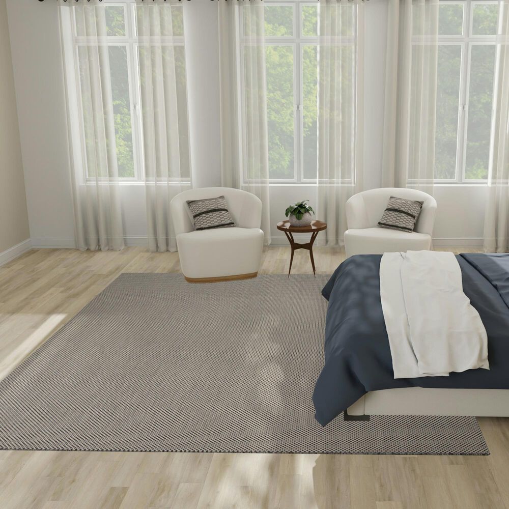 Nourison Courtyard Ivory and Charcoal 8&#39; x 10&#39; Indoor/Outdoor Area Rug, , large