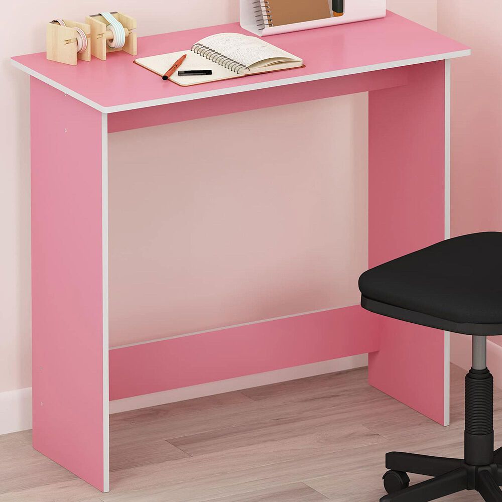 HOMLUX Modern Computer Desk in Pink and White, , large