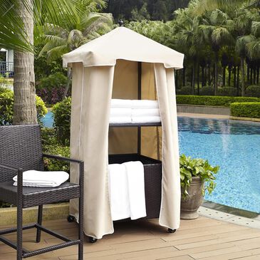 Crosley Furniture Palm Harbor Wicker Towel Valet with Sand Cover, , large