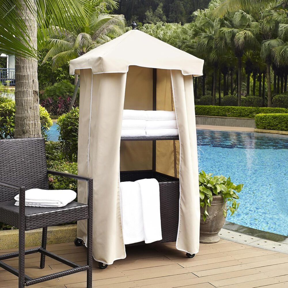 Crosley Furniture Palm Harbor Wicker Towel Valet with Sand Cover, , large