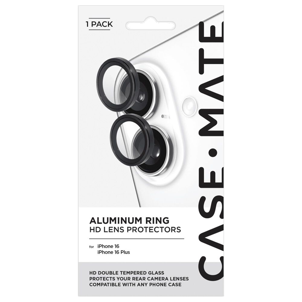Case-Mate Aluminum Ring Lens Protector for iPhone 16 / iPhone 16 Plus in Black, , large