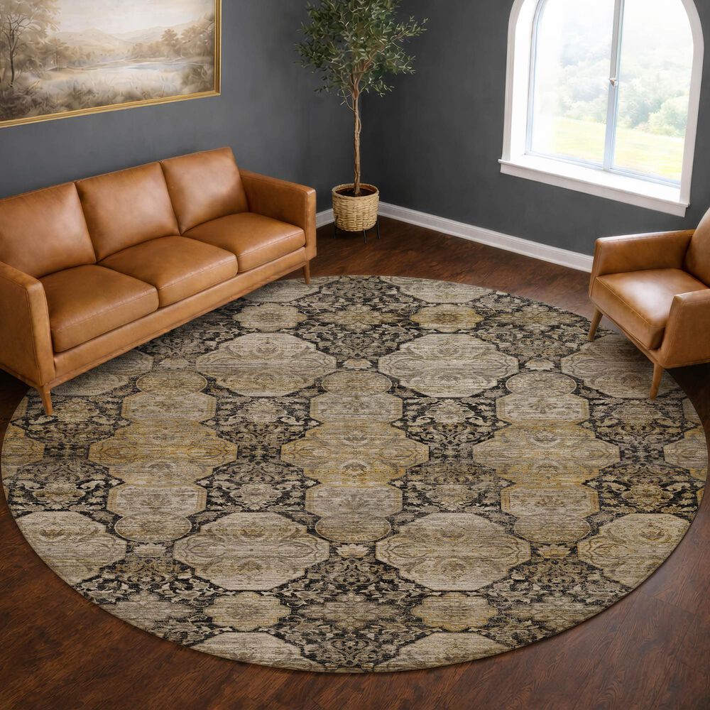 Dalyn Rug Company Aristo AR8 Black 8' Round Area Rug, , large