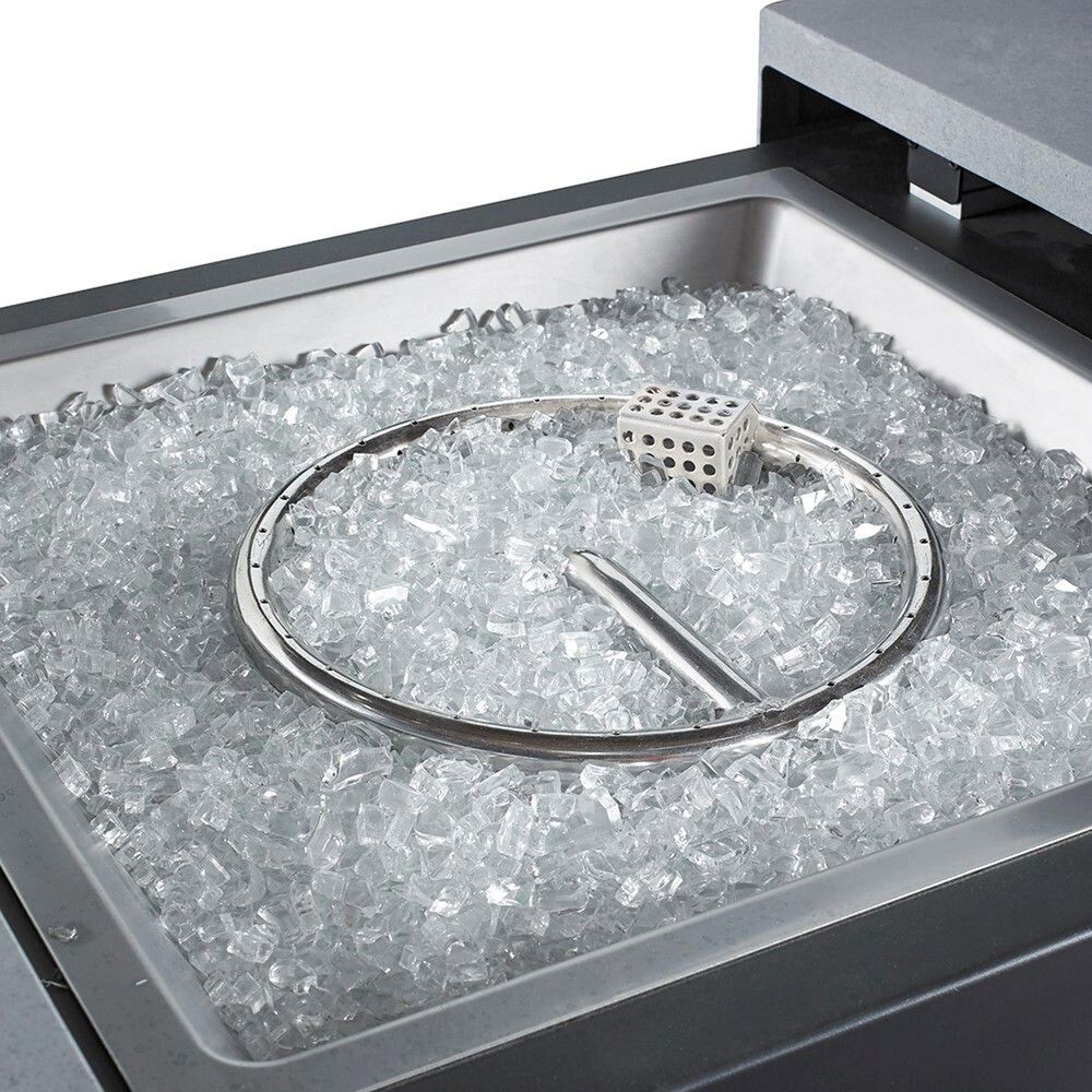 Slate and Company Rectangular Functional Fire Pit in Black and Concrete, , large