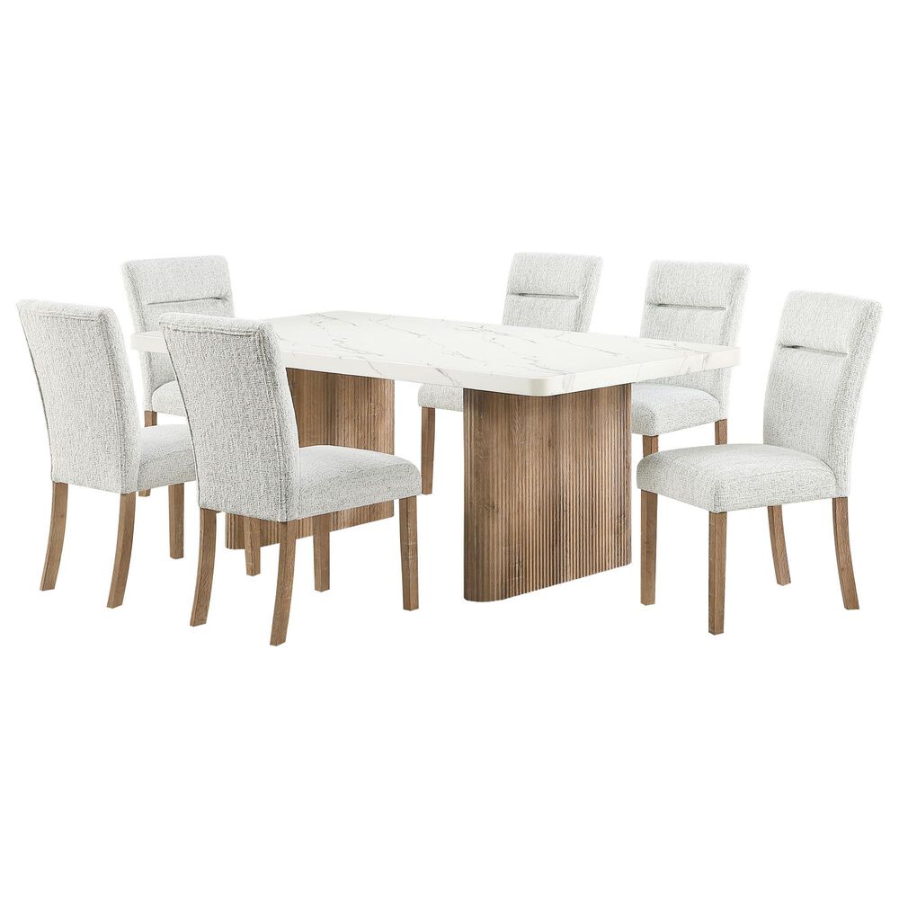 Modern Market 7-Piece Rectangular Dining Set in Grey, White and Natural, , large