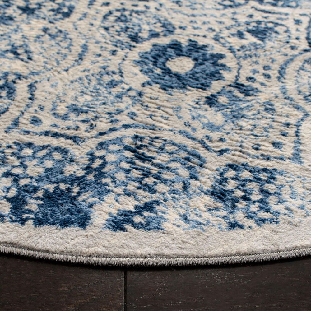 Safavieh Martha Stewart Floral 6&#39;7&quot; Round Cream and Blue Area Rug, , large