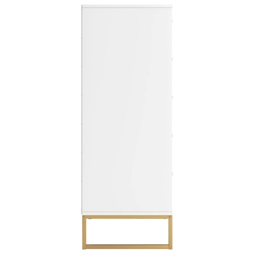 Ashley Socalle 5-Drawer Chest in Matte White and Gold, , large