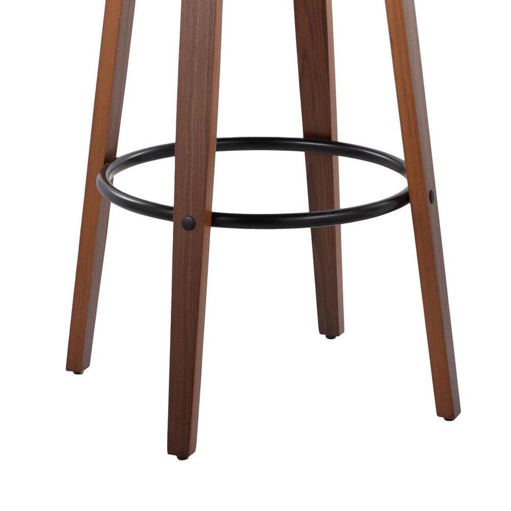 LumiSource Symphony 30" Swivel Barstool with Pewter Grey Upholstery in Walnut and Black (Set of 2), , large