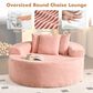 HOMLUX 59" Plush Corduroy Round Chair in Pink, , large