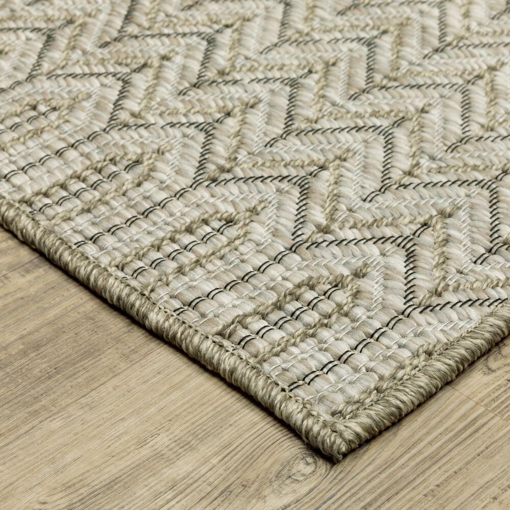 Oriental Weavers Tortuga TR09A 1&#39;10&quot; x 7&#39;6&quot; Beige and Black Runner, , large