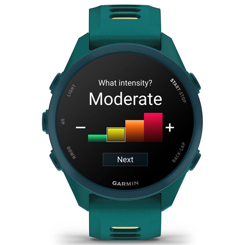 Garmin Forerunner 170 Music Smartwatch 42mm Teal Green Case with Teal Green and Citron Silicone Band, , large