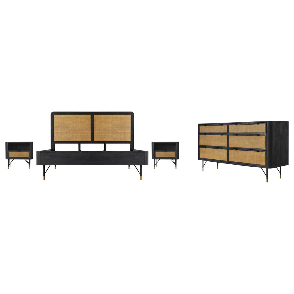 Blue River Saratoga 4-Piece King Bed Set in Black and Natural, , large
