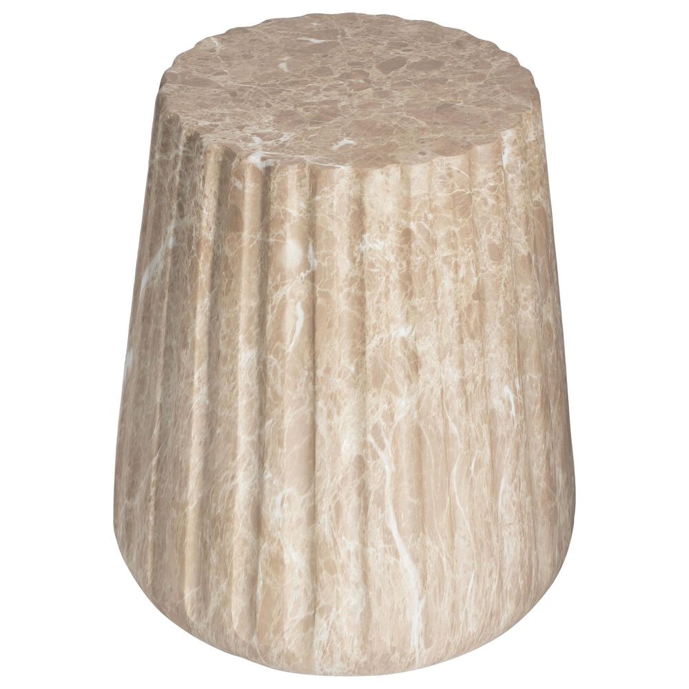 Hearth and Haven Outdoor Carved Side Table with Faux Natural Stone Texture in Gold, , large