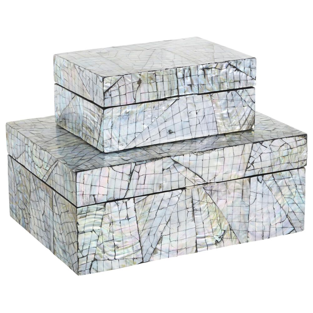 Maple and Jade 2-Piece Handmade Mosaic Storage Decorative Box Set in Multicolor, , large