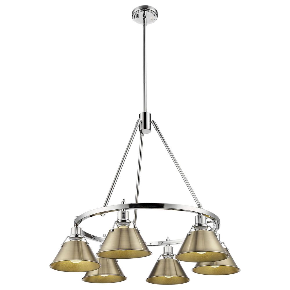 Golden Lighting Orwell 6-Light Chandelier with Aged Brass Shade in Chrome, , large