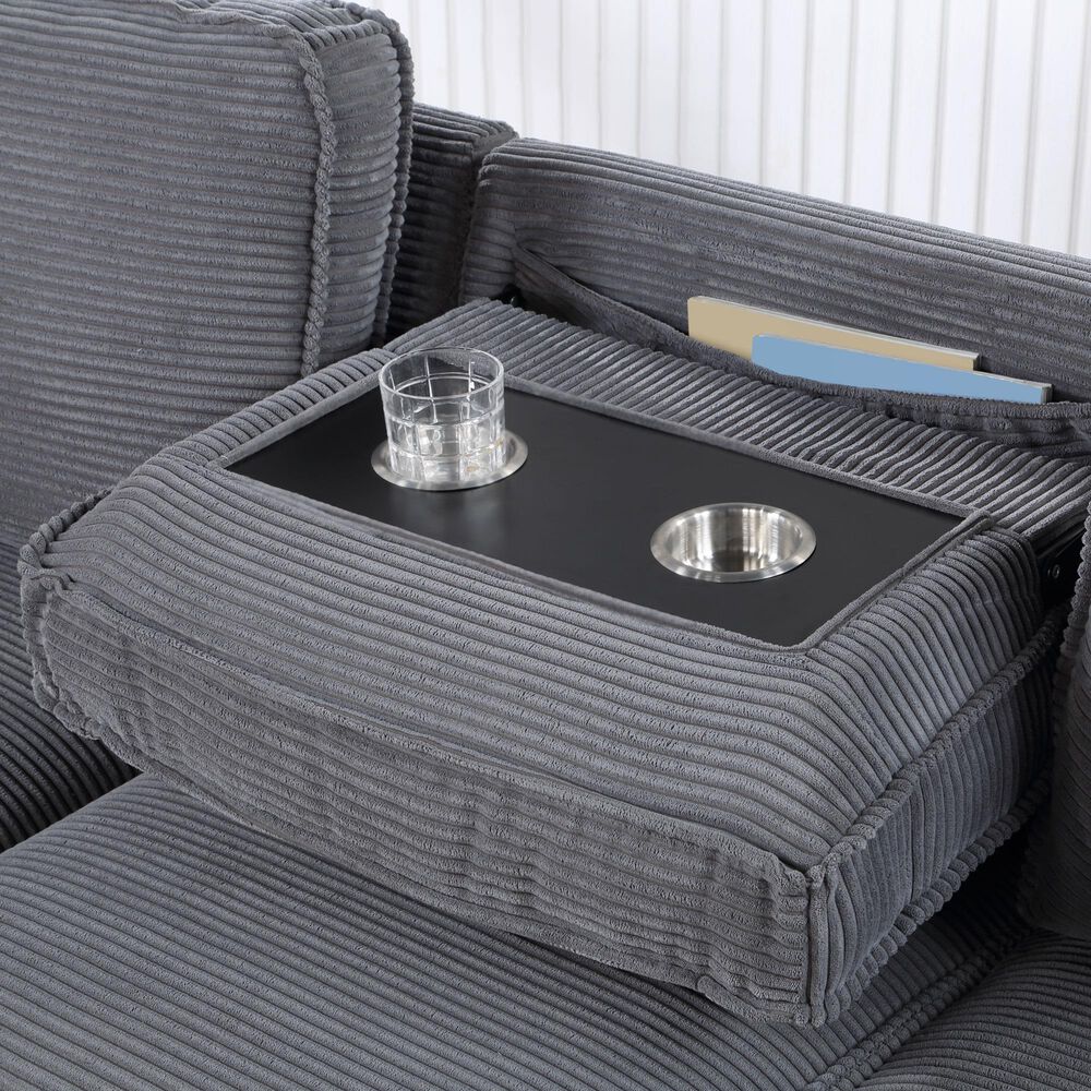 Modern Market Stationary Sofa Bed with Reversible Chaise in Light Grey, , large