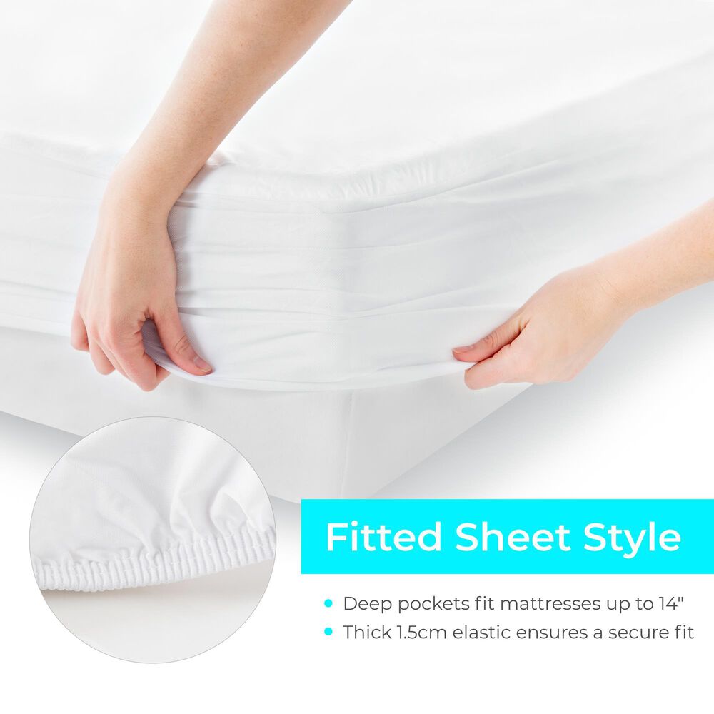 Malouf 5-Sided Premium Full Mattress Protector in White, , large