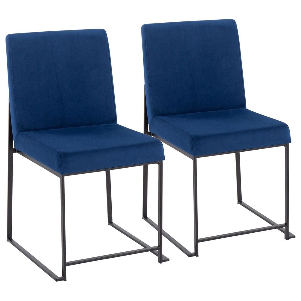 Lumisource Fuji Side Chair with Blue Cushion in Black (Set of 2), , large