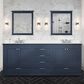 Lexora Home Dukes 80" Double Bathroom Vanity in Navy Blue with 2 cm White Cultured Marble Top and Rectangular Sinks, , large
