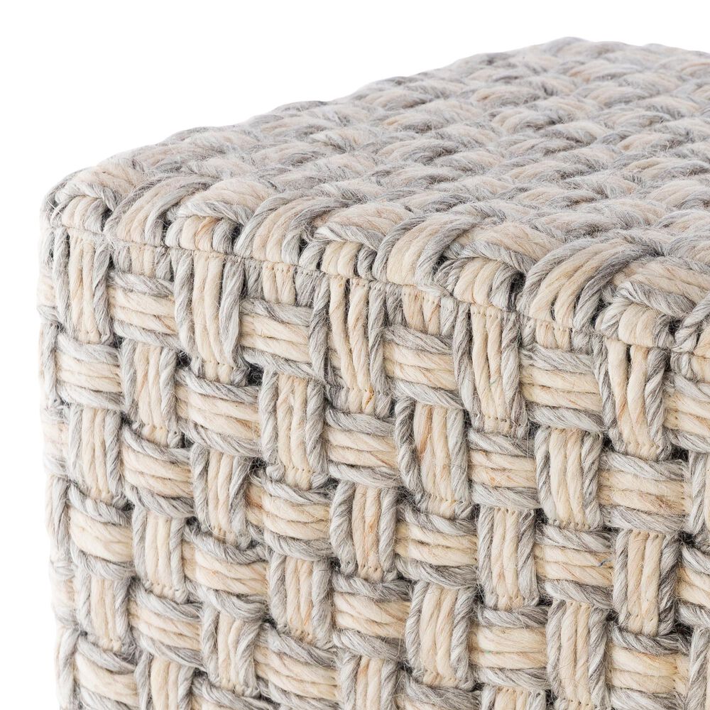 Surya Cordoba Pouf in Light Gray/Cream, , large