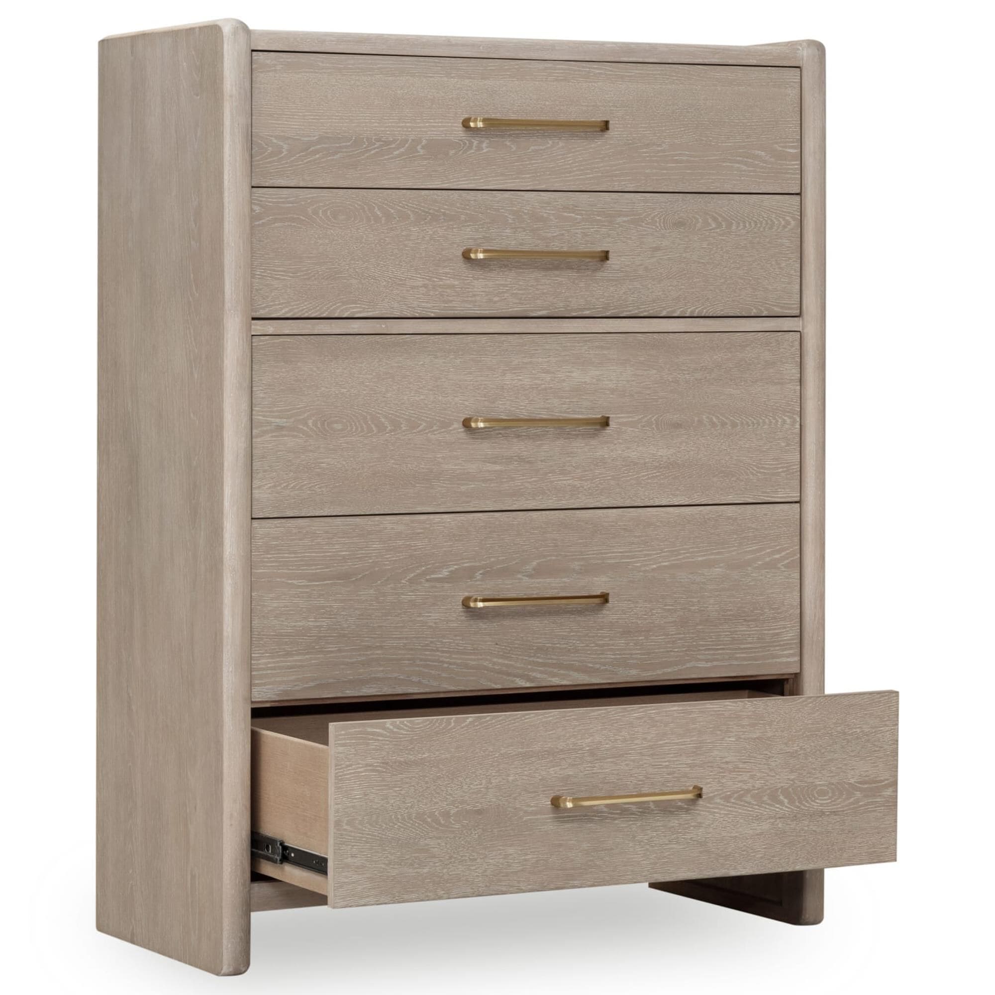 Urban Home Gardenia 5-Drawer Oak Wood Chest in Chai