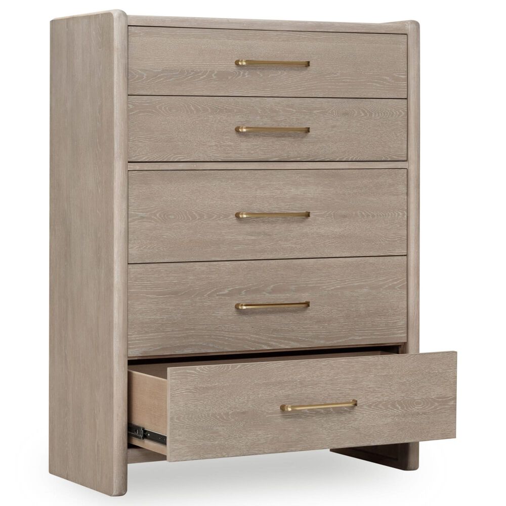 Urban Home Gardenia 5-Drawer Oak Wood Chest in Chai, , large