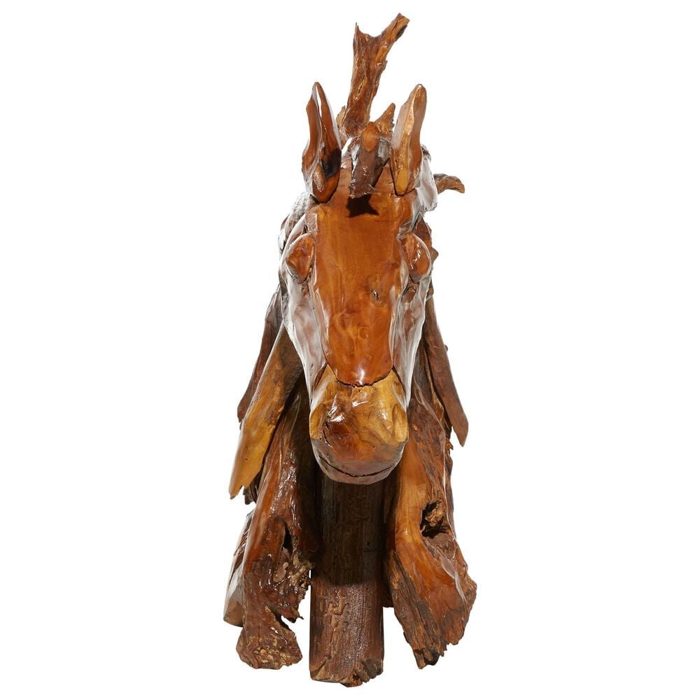 Maple and Jade 33&quot; x 31&quot; Horse Sculpture in Brown, , large