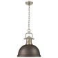 Golden Lighting Duncan 1-Light Pendant with Chain and Rubbed Bronze Shade in Aged Brass, , large